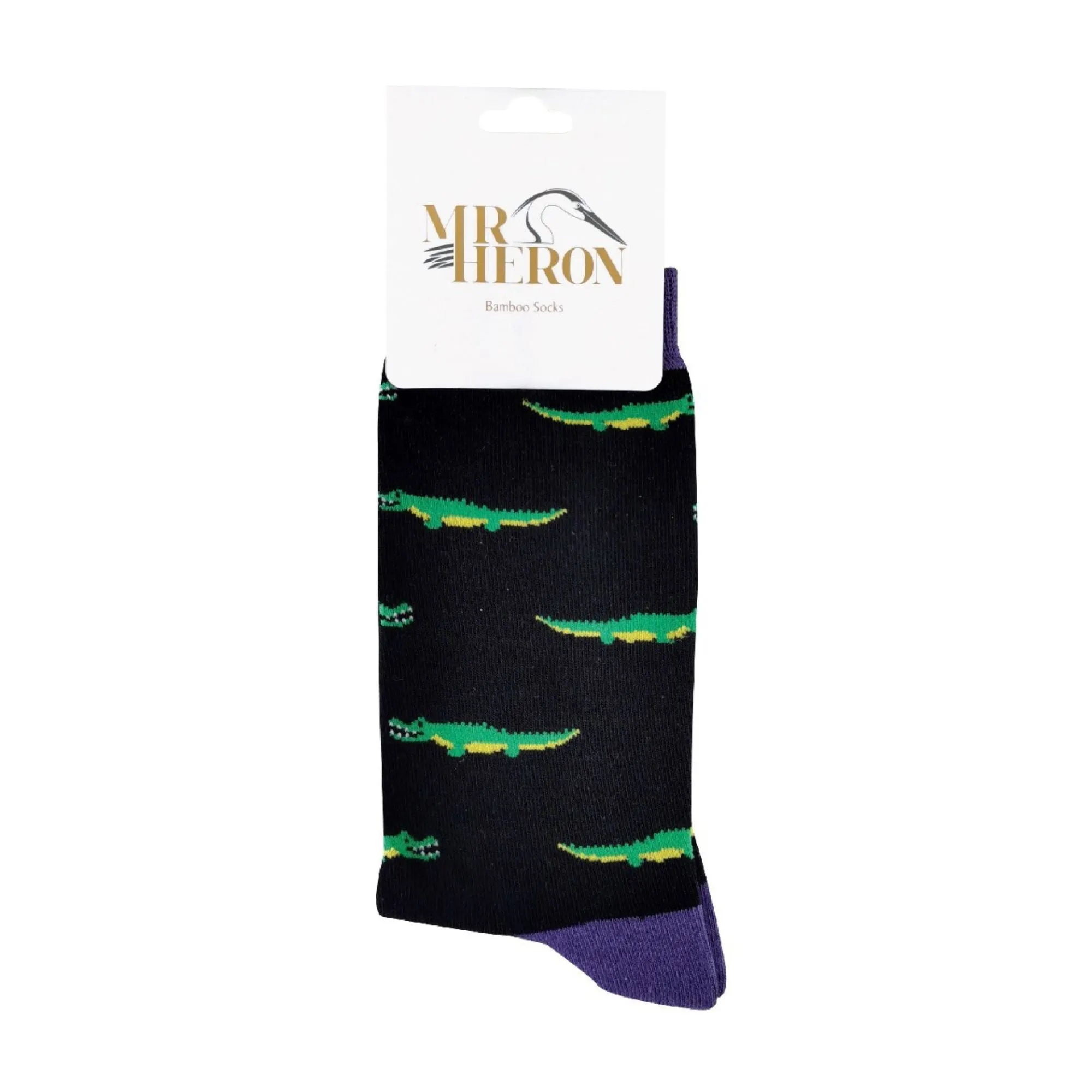 1 Pack Mens Novelty Black Crocodile Bamboo Socks