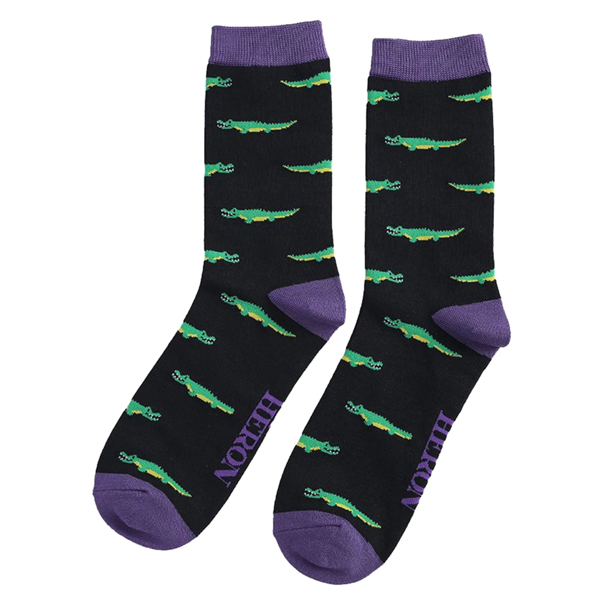 1 Pack Mens Novelty Black Crocodile Bamboo Socks