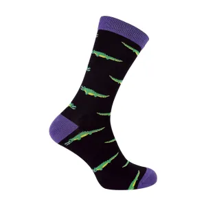 1 Pack Mens Novelty Black Crocodile Bamboo Socks