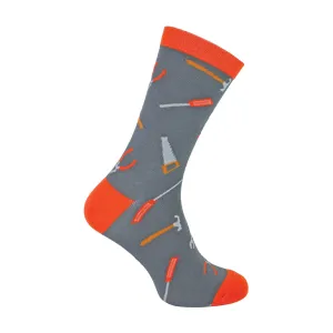 1 Pack Mens Novelty Grey Tools Bamboo Socks
