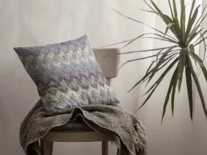 16” Blue Gray Hatch Indoor Outdoor Throw Pillow