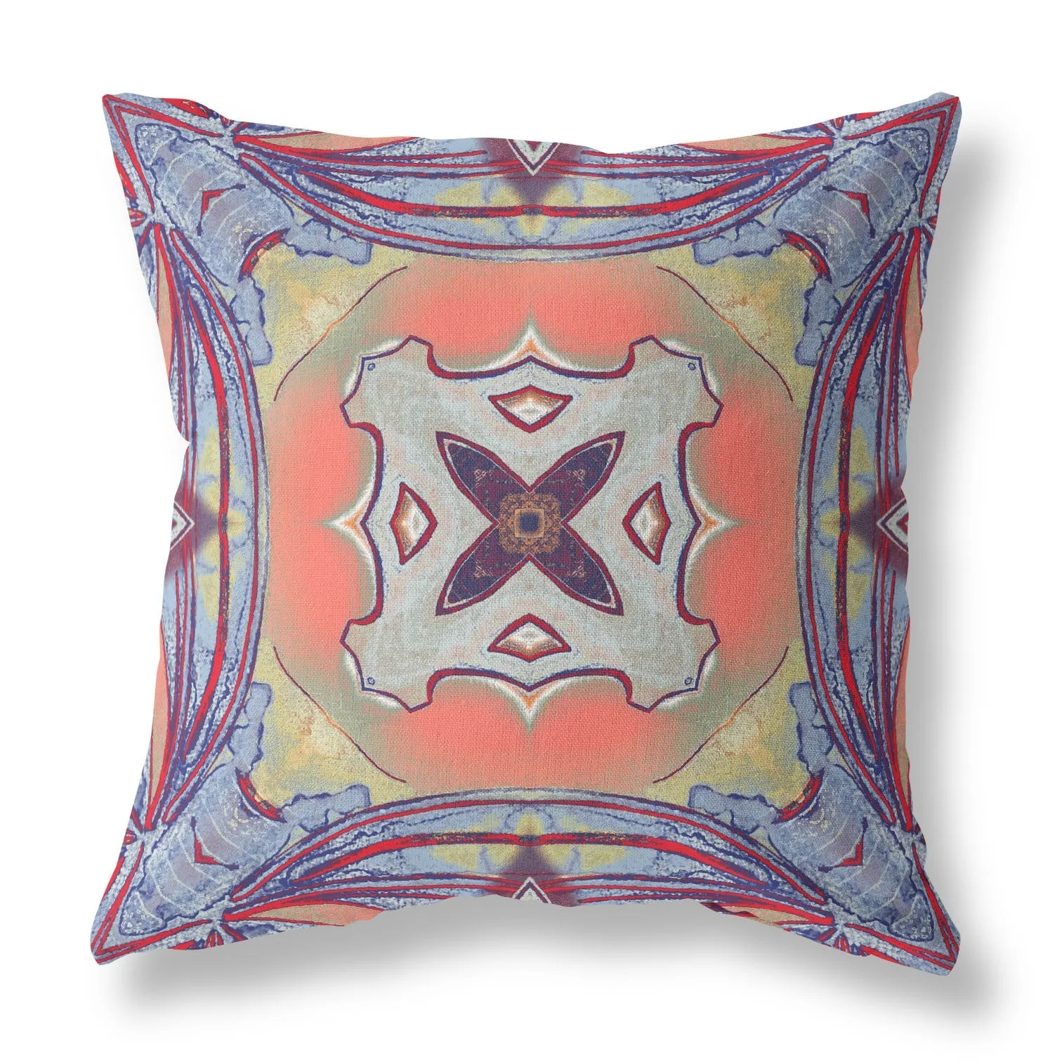 16” Purple Orange Geo Tribal Indoor Outdoor Throw Pillow