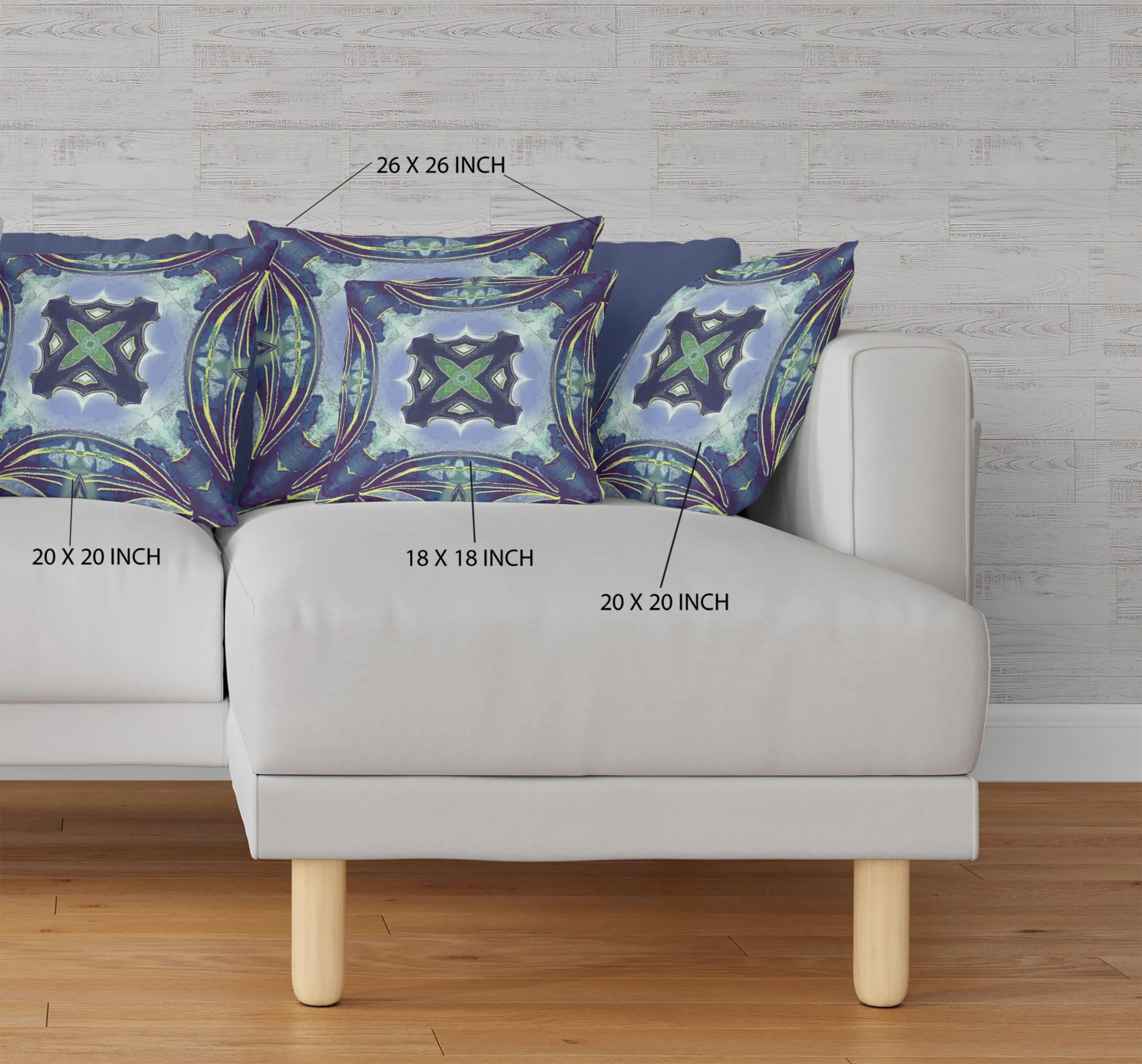 18” Blue Green Geo Tribal Suede Throw Pillow