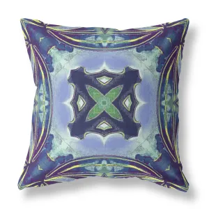 18” Blue Green Geo Tribal Suede Throw Pillow