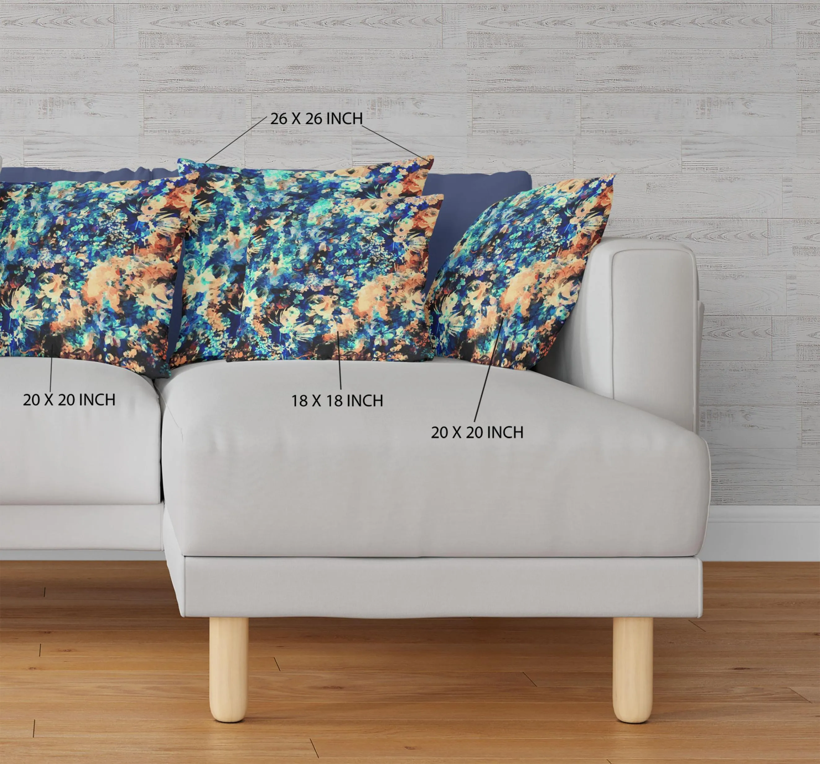 18" Orange Blue Springtime Indoor Outdoor Throw Pillow
