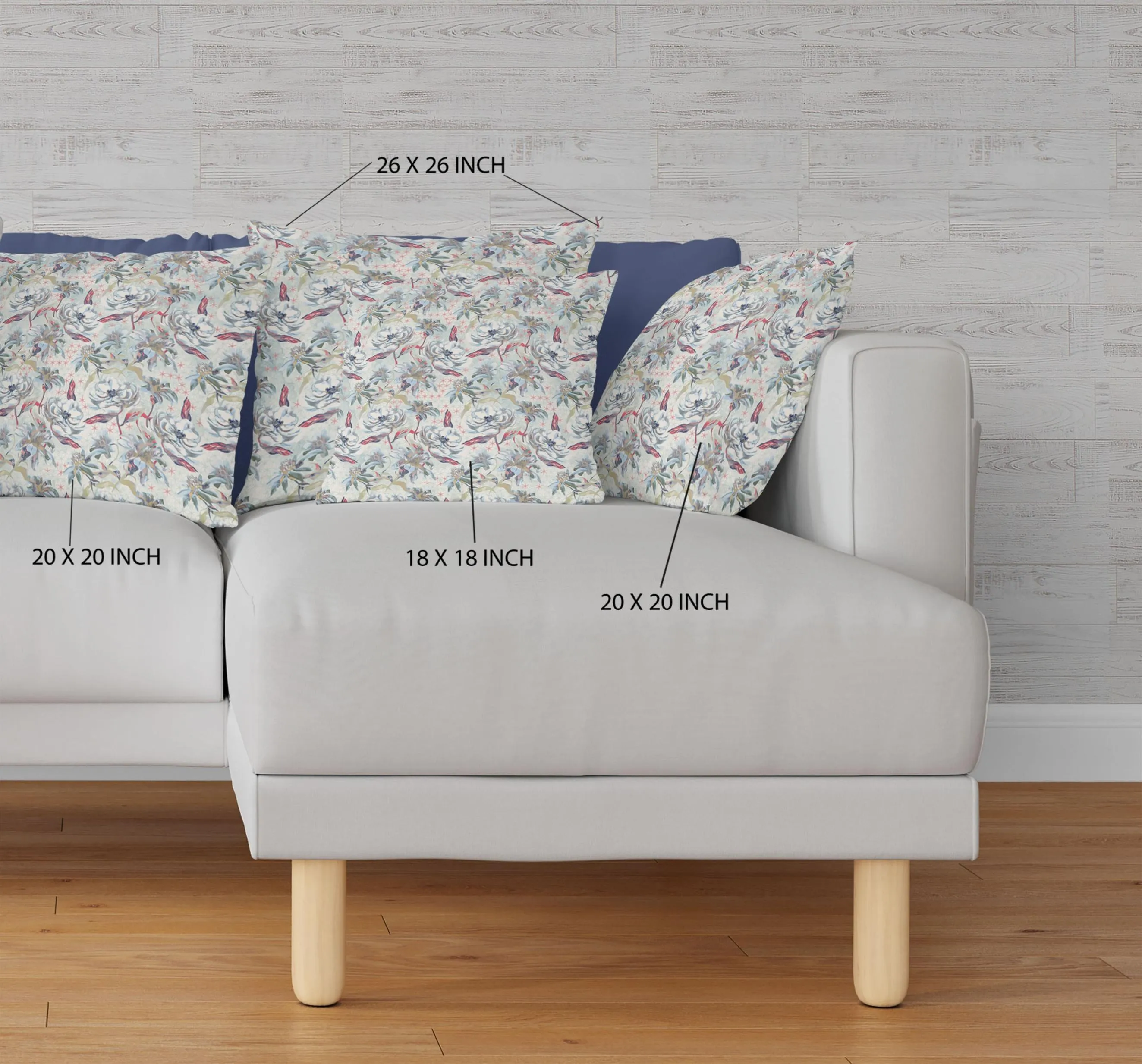 20” Light Green Gray Roses Indoor Outdoor Throw Pillow