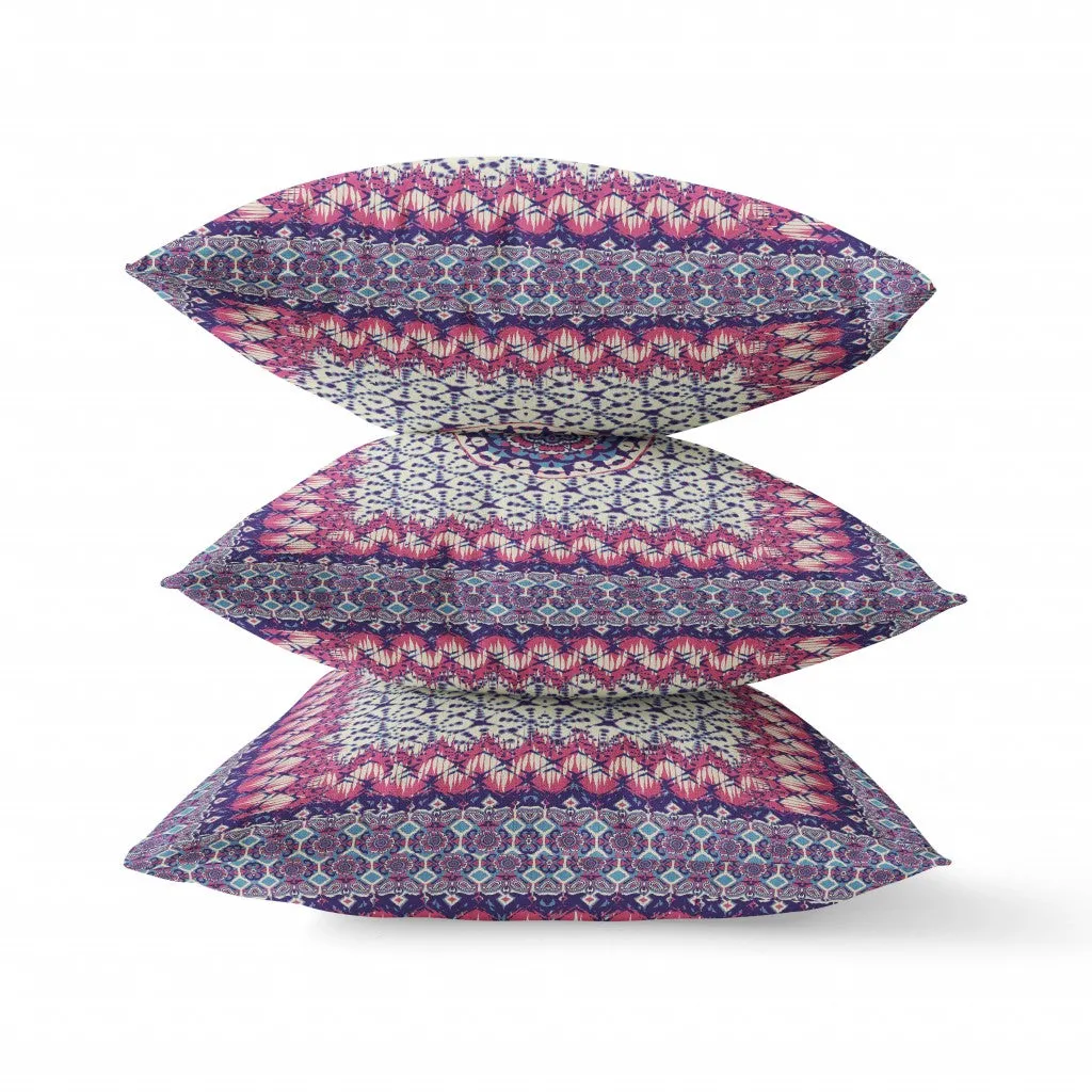 20” Magenta Indigo Holy Floral Indoor Outdoor Throw Pillow