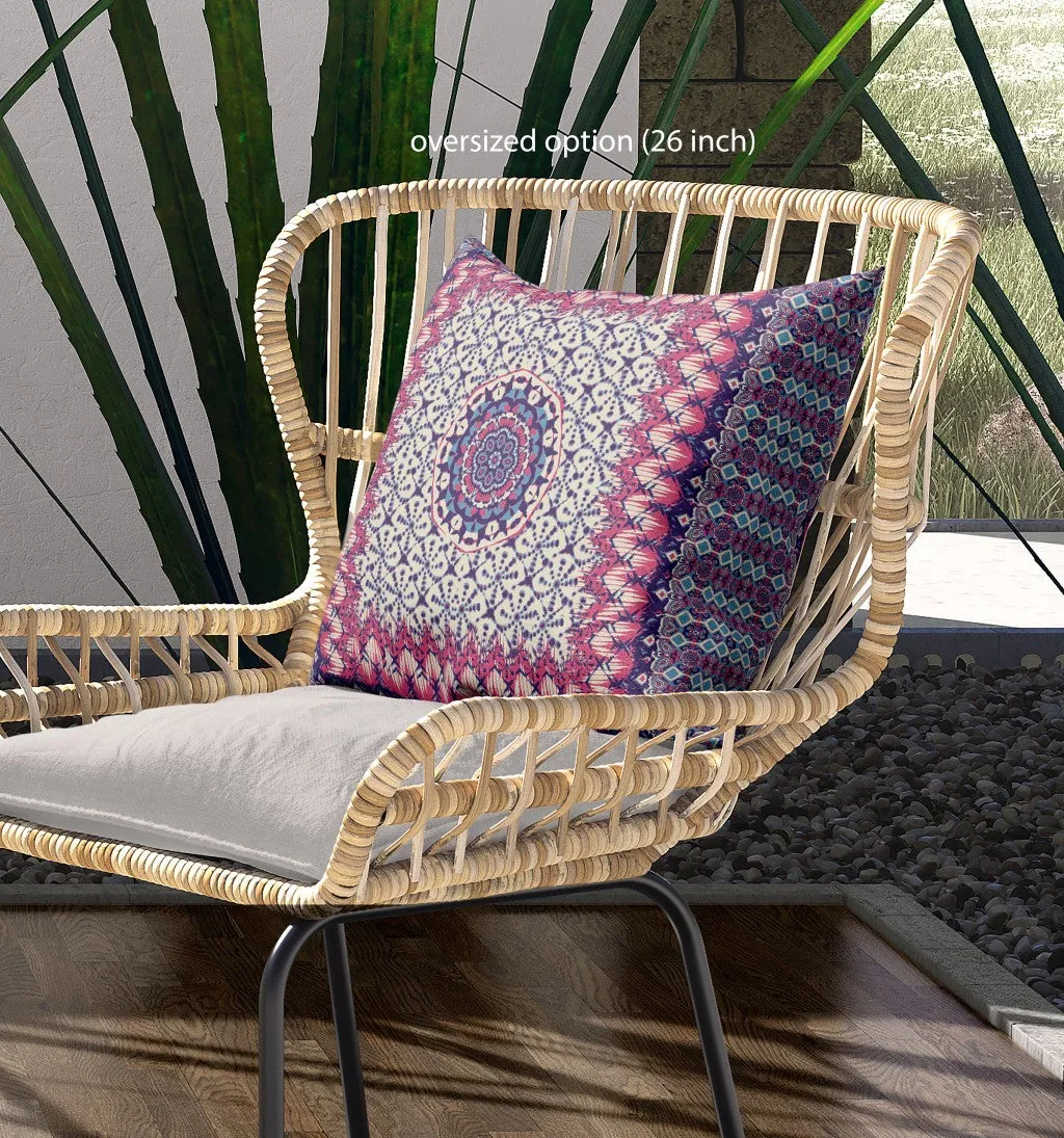 20” Magenta Indigo Holy Floral Indoor Outdoor Throw Pillow