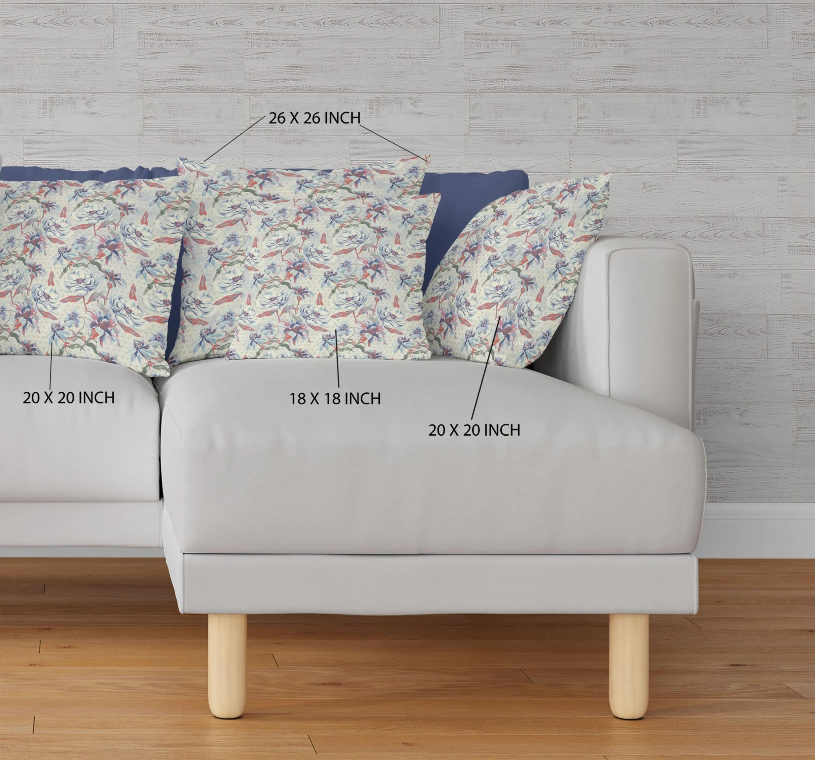 20” Pale Blue Orange Roses Indoor Outdoor Throw Pillow