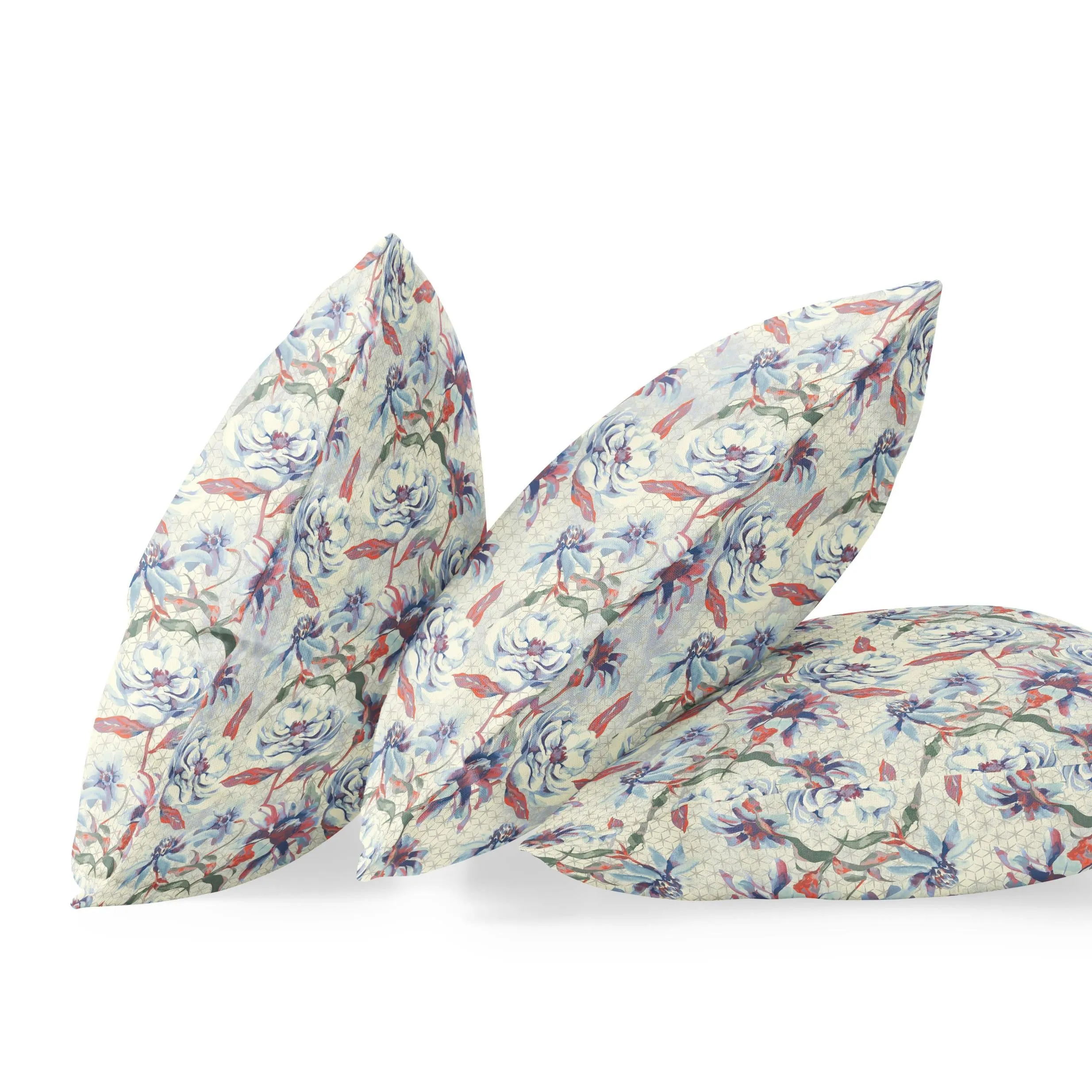 20” Pale Blue Orange Roses Indoor Outdoor Throw Pillow