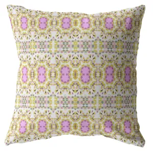 20” Yellow Lavender Geofloral Indoor Outdoor Zippered Throw Pillow
