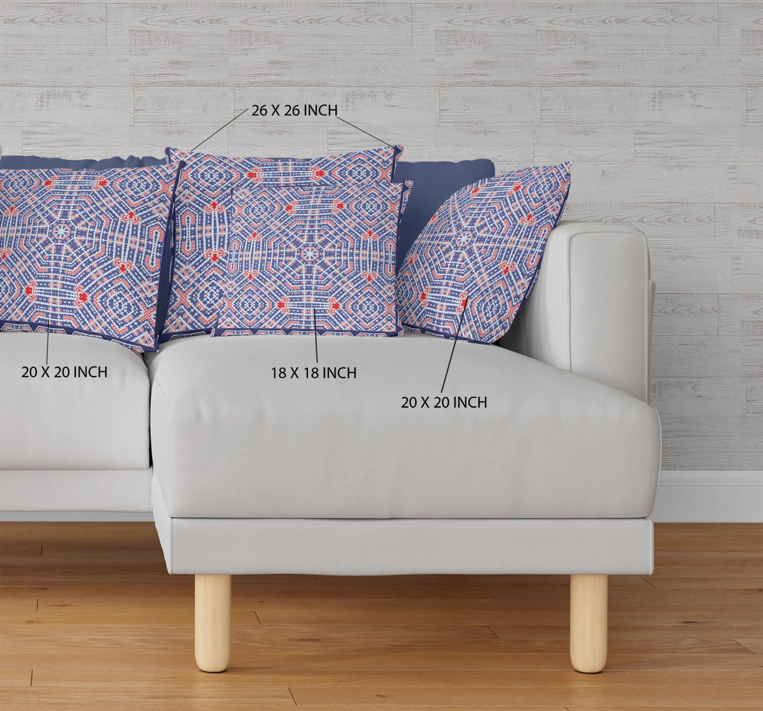 26” Blue Red Geostar Indoor Outdoor Throw Pillow