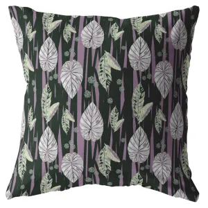 28” Black Purple Fall Leaves Indoor Outdoor Throw Pillow
