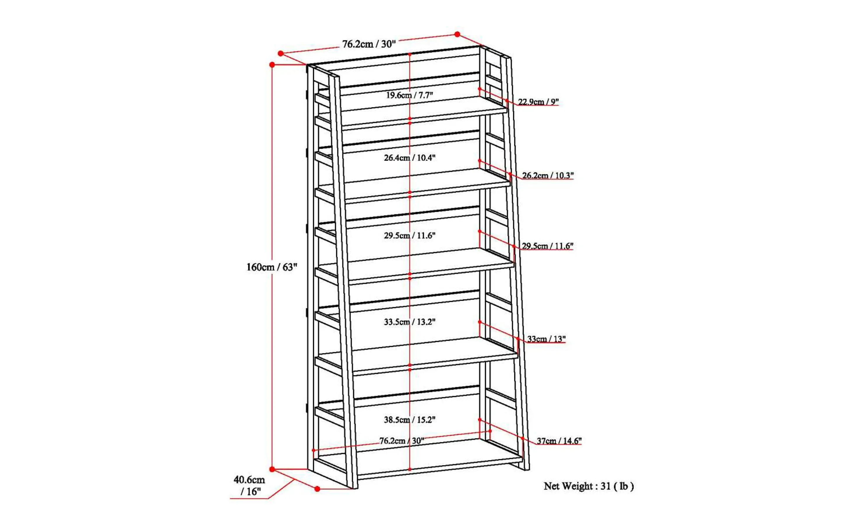 Acadian Ladder Shelf Bookcase