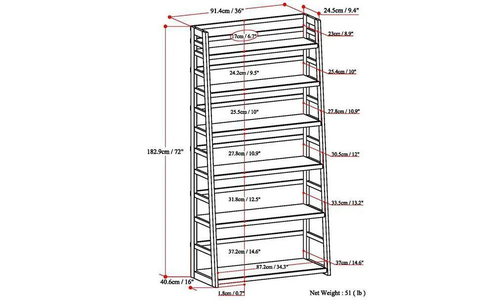 Acadian Wide Ladder Shelf Bookcase