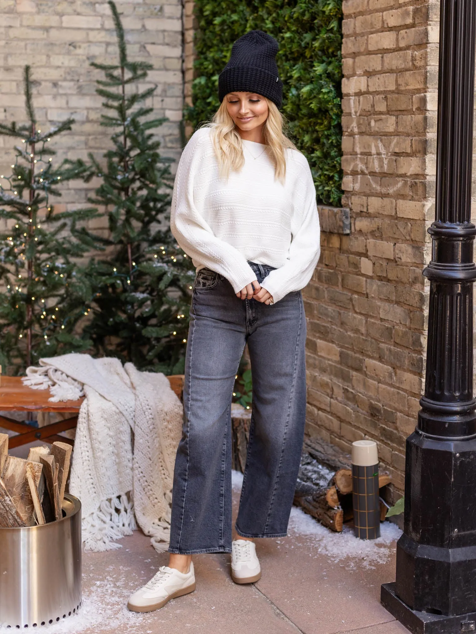 Allie Rose Horizontal Cable Dolman Sweater