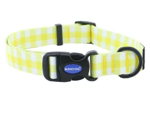 Ancol Soho Nylon Adjustable Collar - Yellow Check
