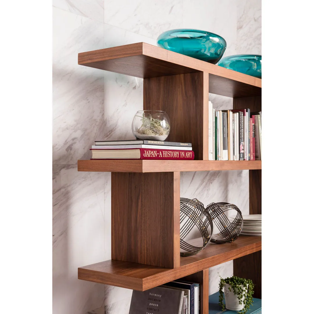 Annora 63" H x 63" W Geometric Bookcase AllModern Color: Walnut