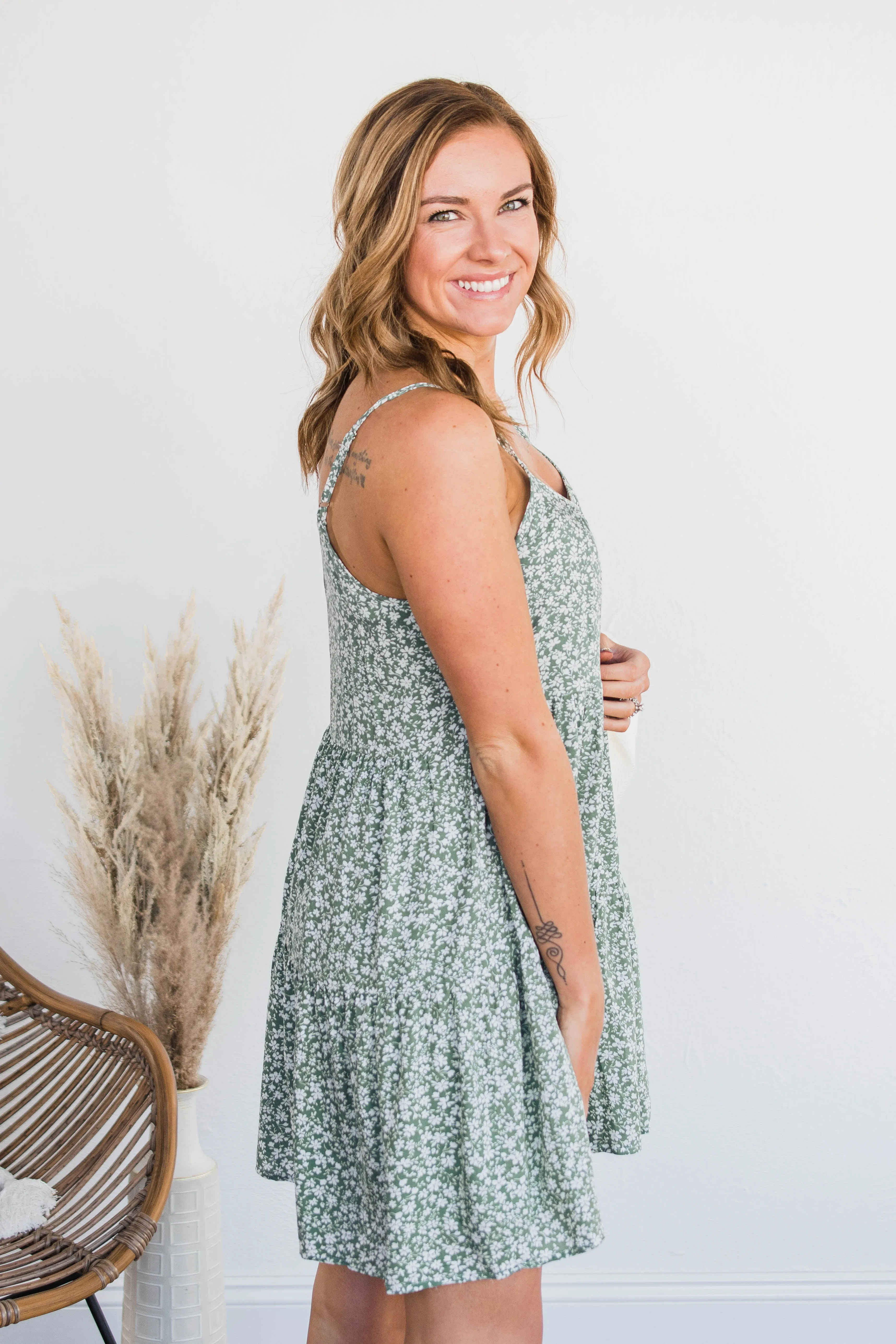 Any Moment Now Mini Dress- Sage