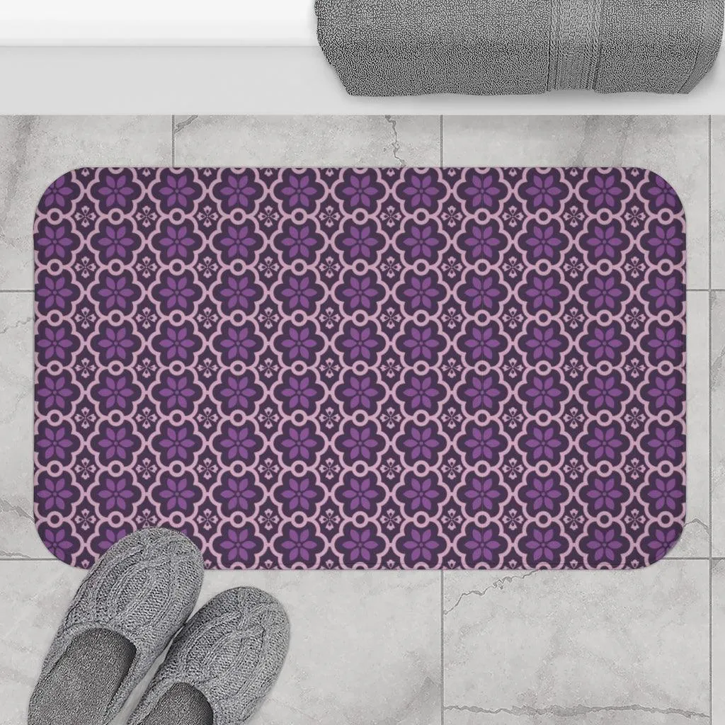 Ashen Chrysanthemum Burst Bath Mat