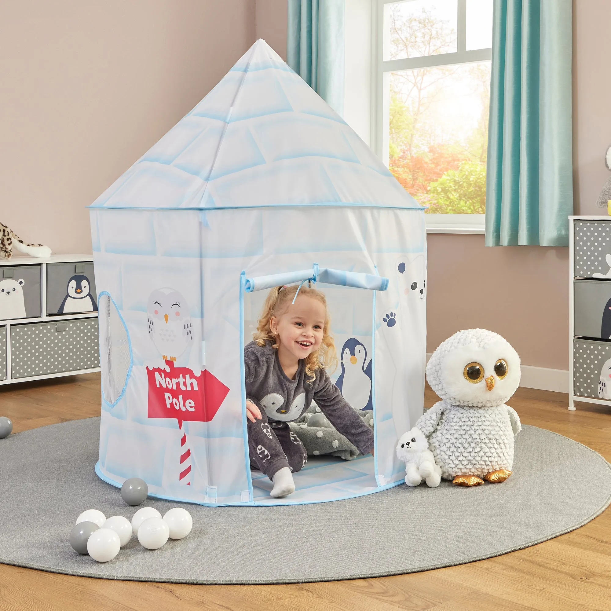 Austism-Friendly Kids 2 Person Arctic Animals Pop-up Play Tent | Den | Storage Bag | 18m  