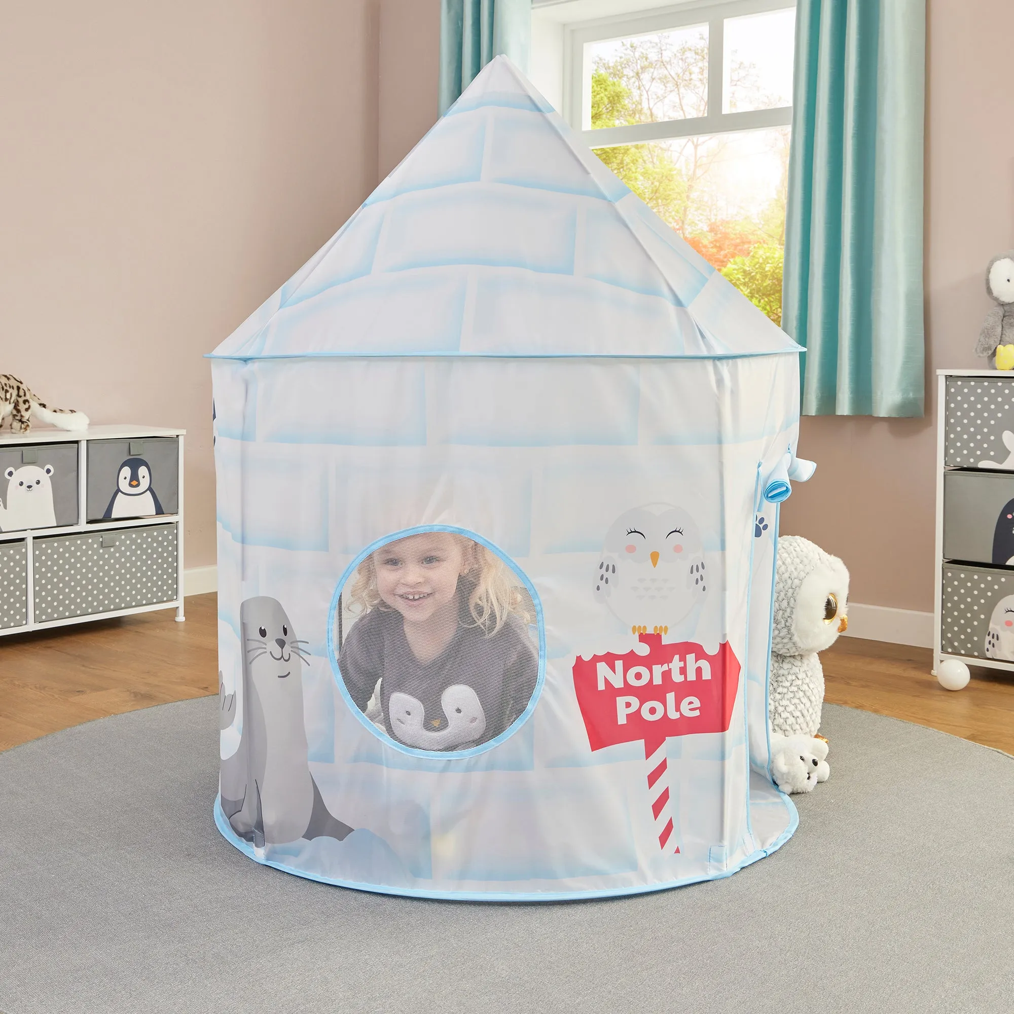 Austism-Friendly Kids 2 Person Arctic Animals Pop-up Play Tent | Den | Storage Bag | 18m  