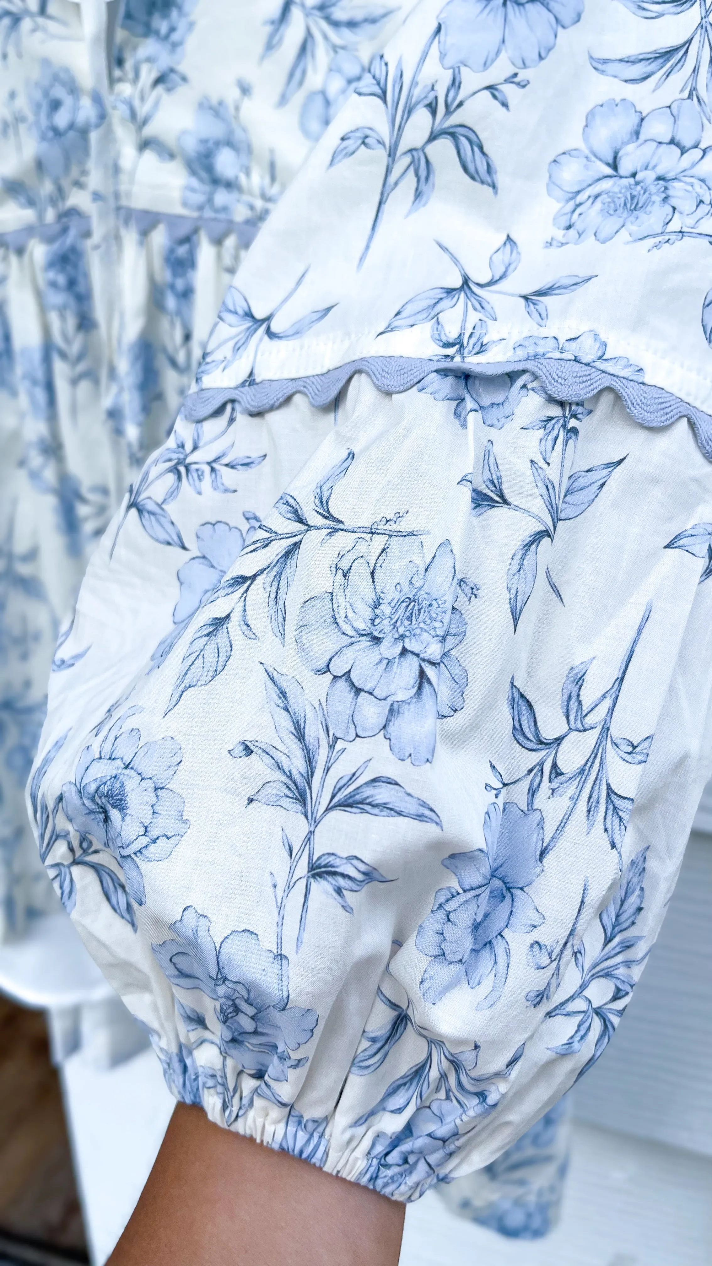 Azure Floral Long Sleeve Top
