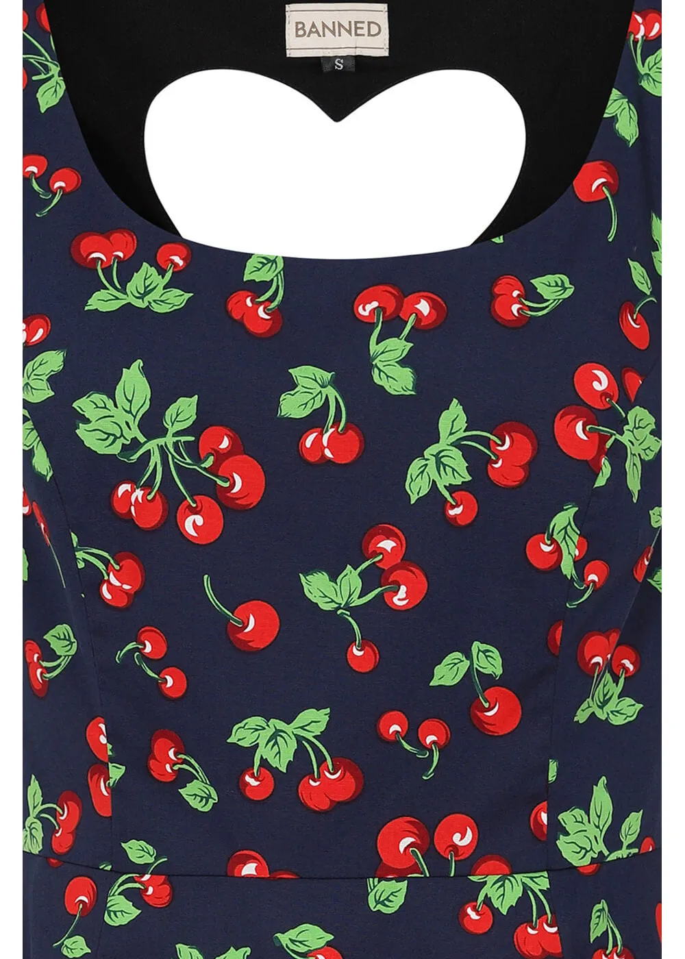 Banned Nora Heart Cherry 50's Swing Dress Navy