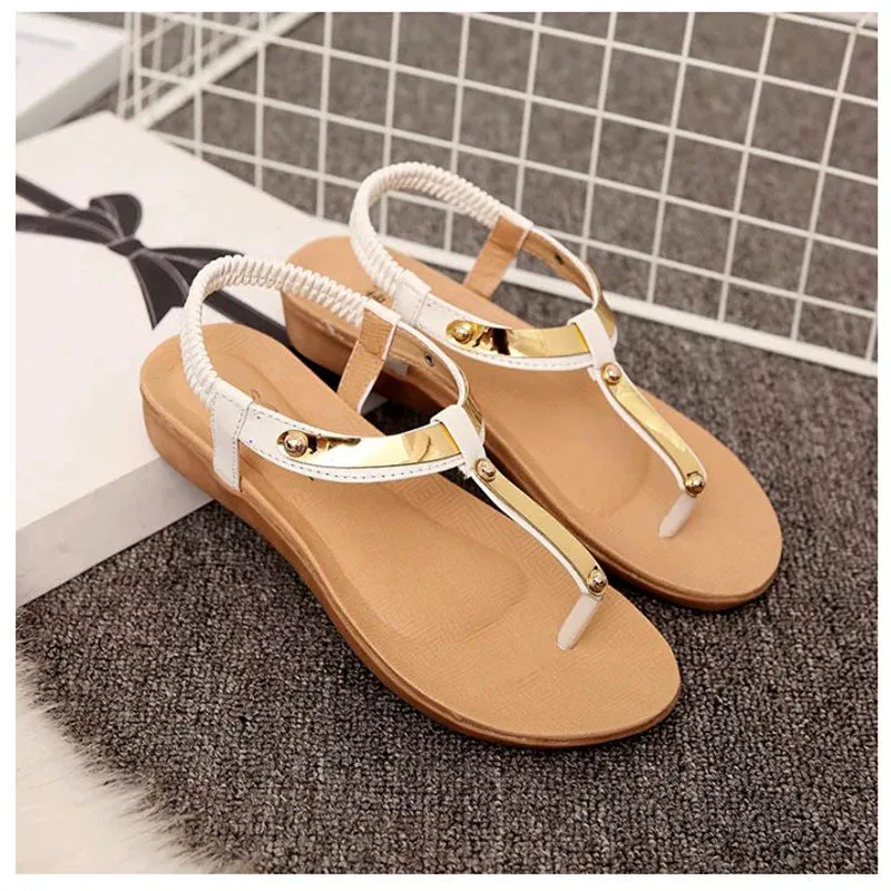 Beautiful Women Sandals Flat Sandals Women Summer Shoes Sequined Ladies Sandals Black Sandale Femme Plus Size 41 42