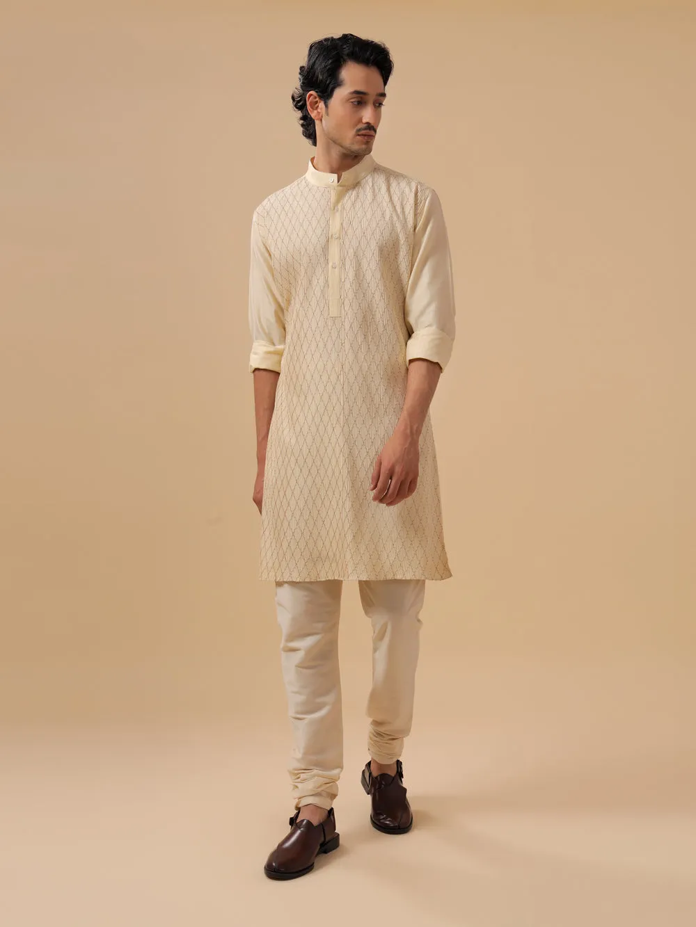 Beige Silk Kurta