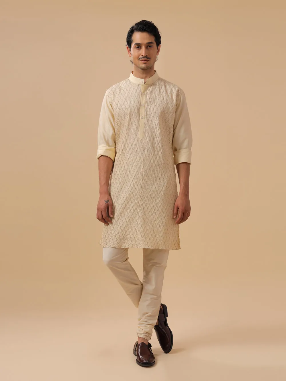 Beige Silk Kurta