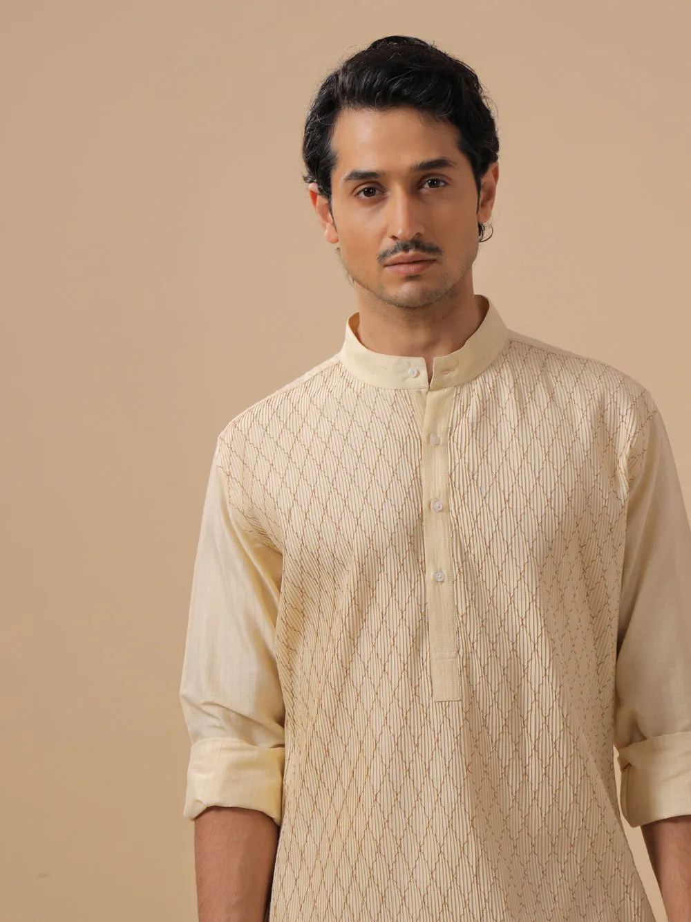 Beige Silk Kurta