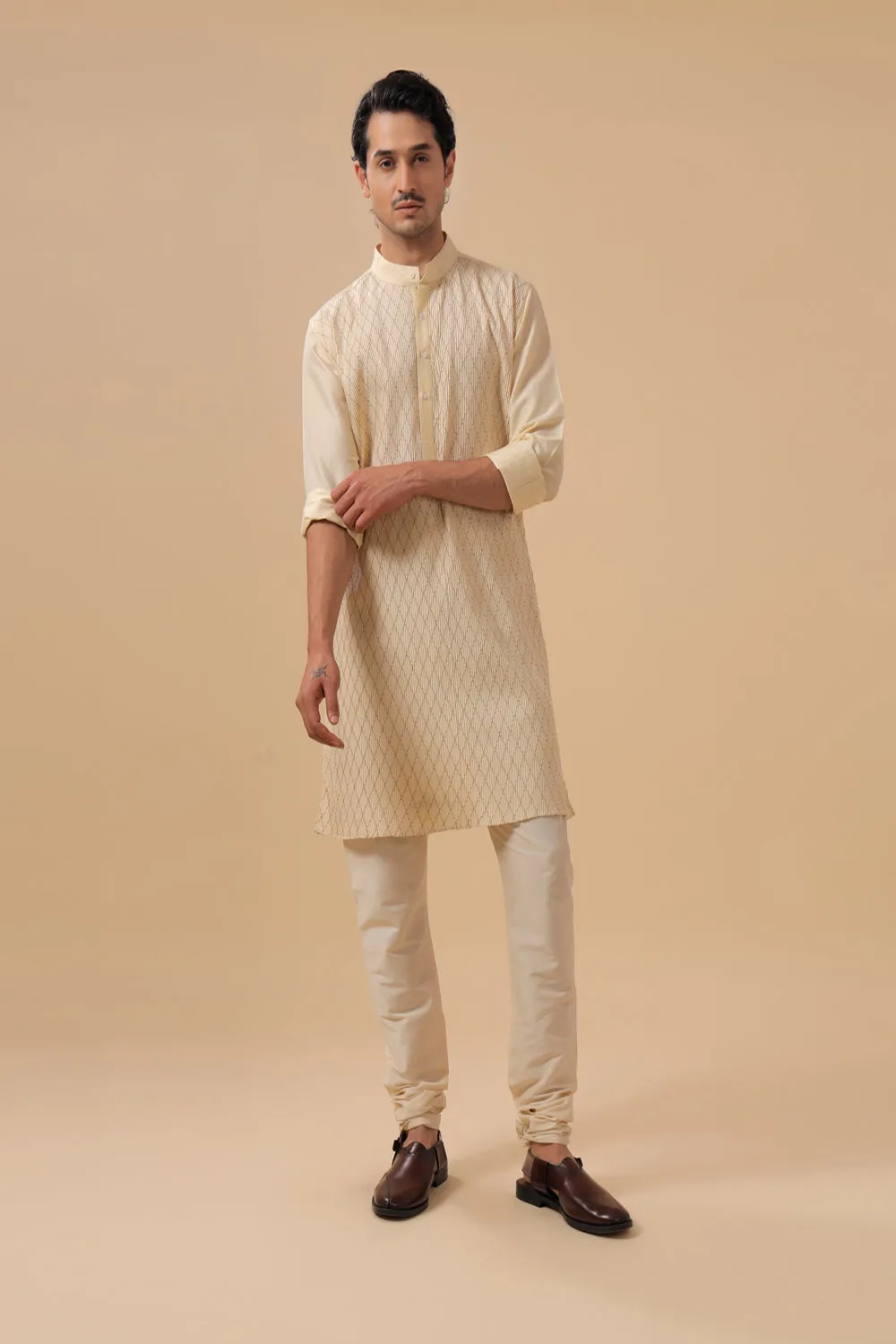 Beige Silk Kurta