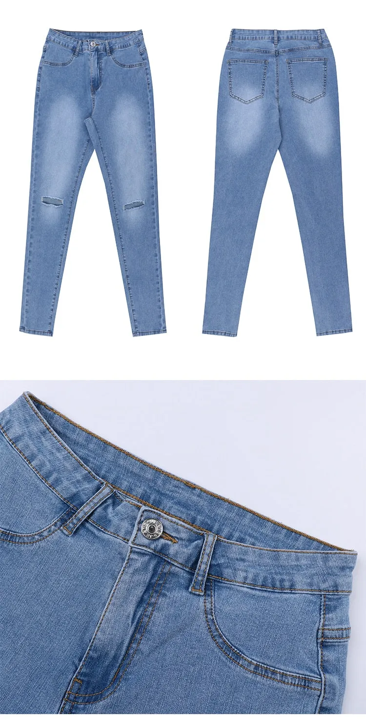 BerryBetty - Shaping Skinny Jeans Women High Waist Stretch Ripped Denim Pants Hip Fit Leggings Slim Elastic Mom Jean Casual Comfy Trousers
