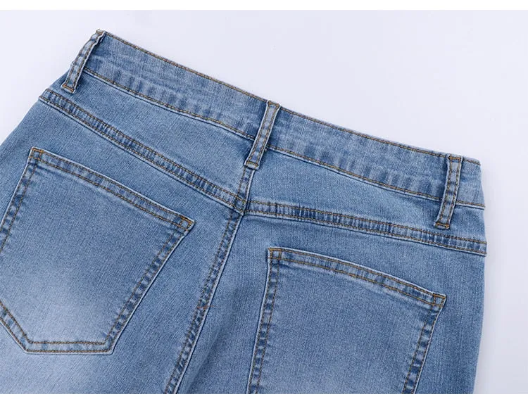 BerryBetty - Shaping Skinny Jeans Women High Waist Stretch Ripped Denim Pants Hip Fit Leggings Slim Elastic Mom Jean Casual Comfy Trousers
