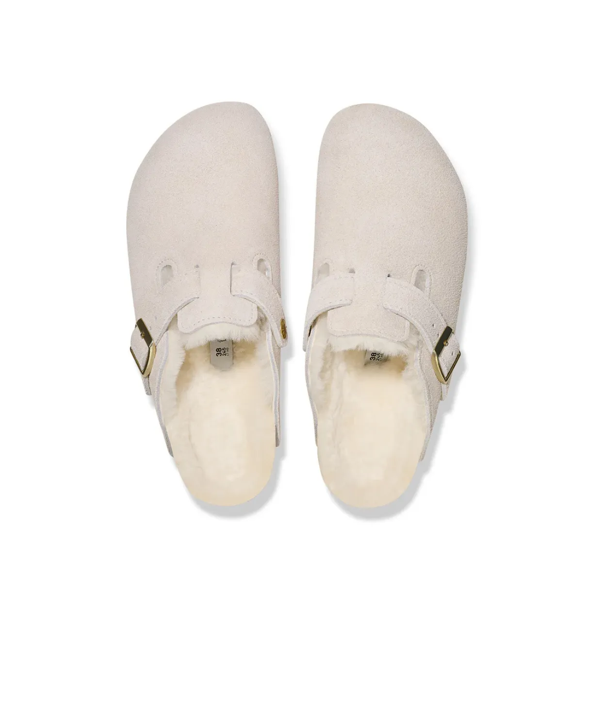Birkenstock Boston Suede Leather Shearling Antique White Clogs