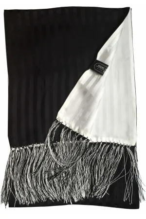 Black & White Reversible Striped Silk Tuxedo Scarf