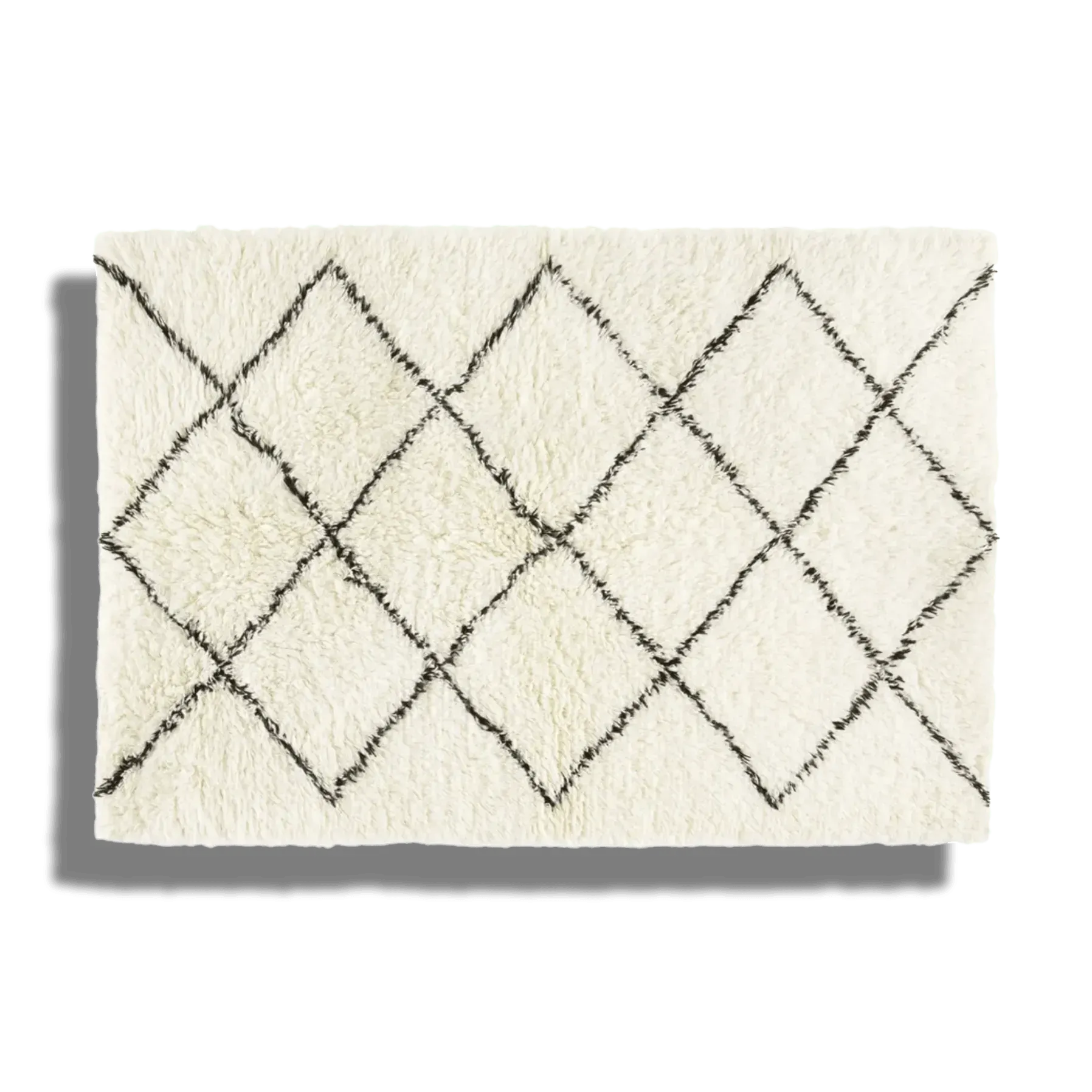 Black and White Minimalist Shaggy Hand Woven Wool Rug