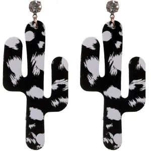 Black White Felt Cactus Earrings