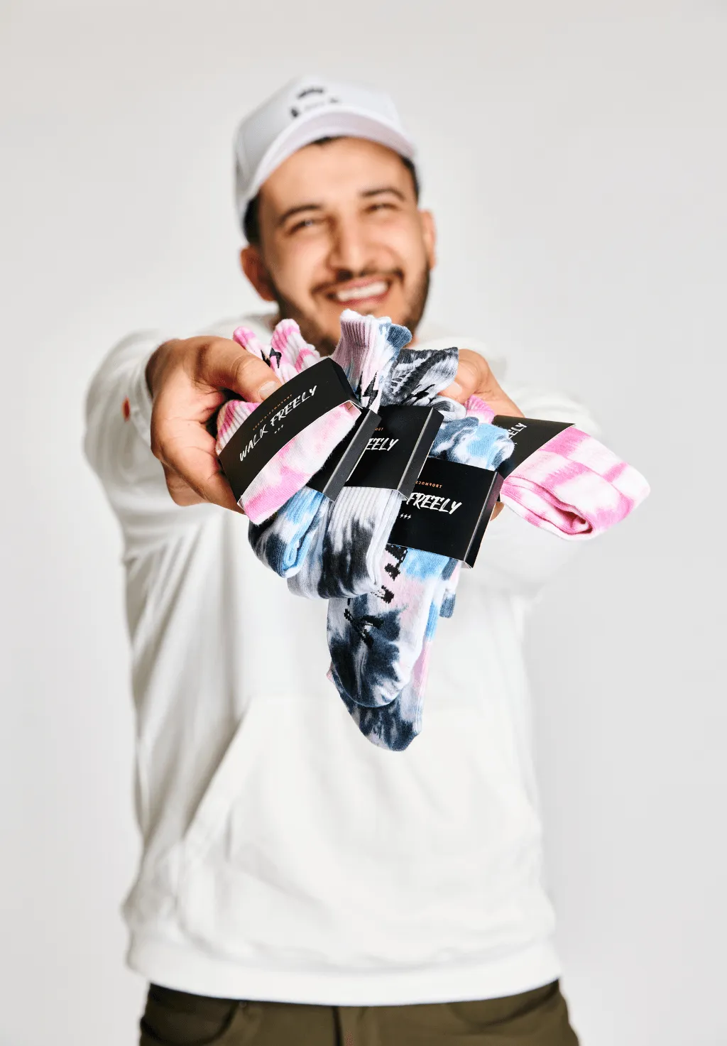 Blue Tie Dye 'Walk Freely' Crew Socks