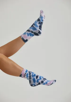 Blue Tie Dye 'Walk Freely' Crew Socks
