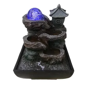Buddha Fountain with Light-Up Glass Ball