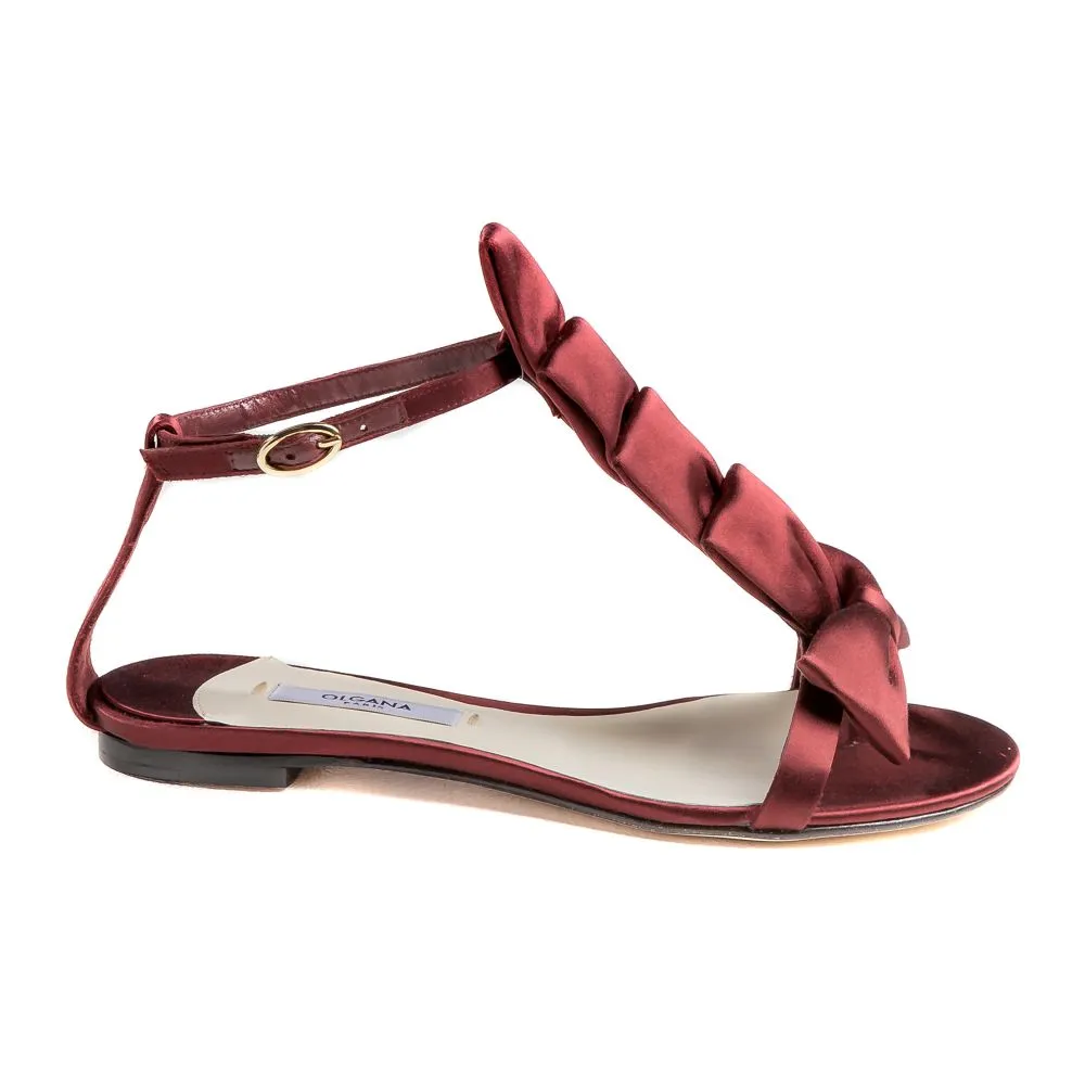 Burgunday Flat Sandals