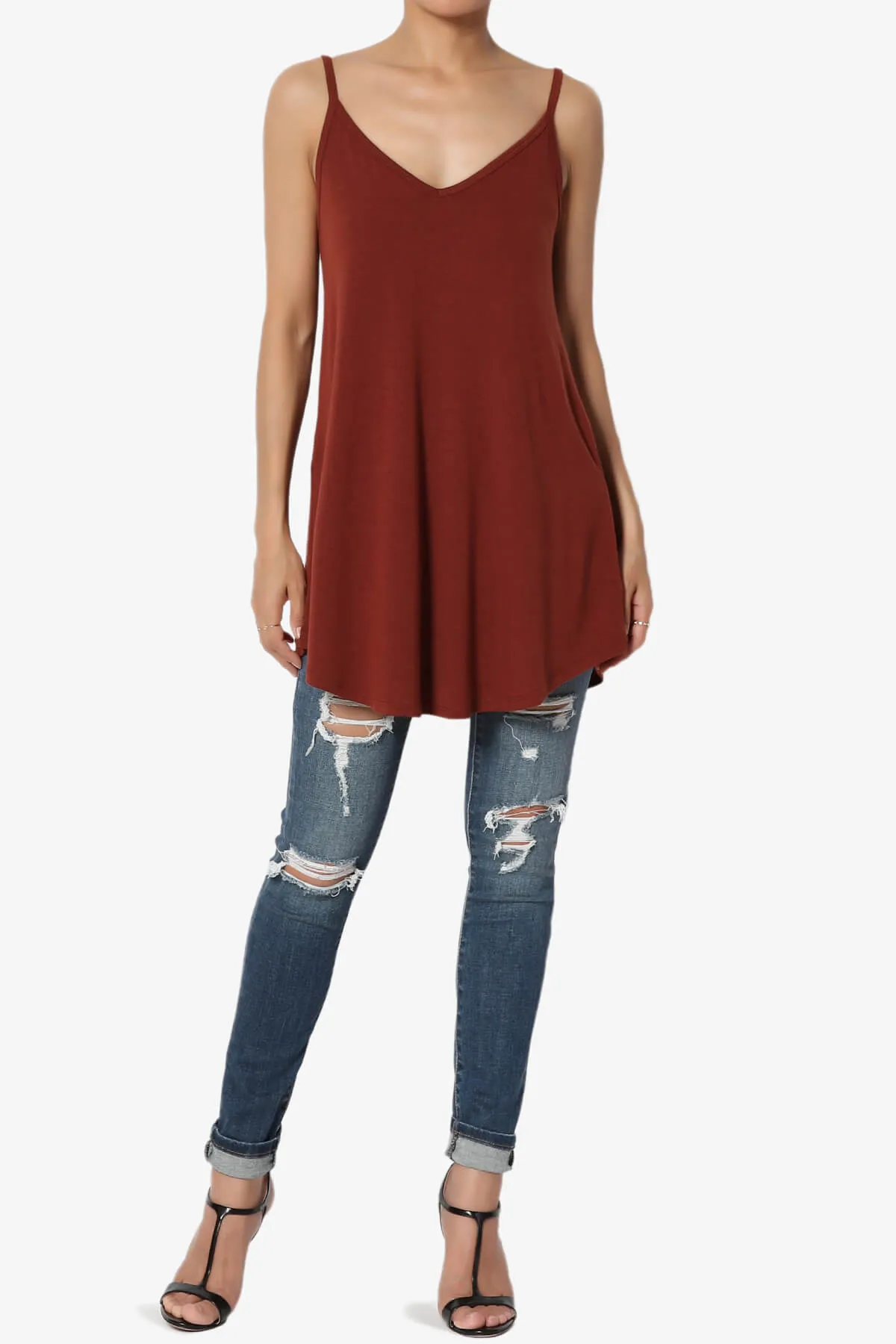 Chelsea Scoop & V Neck Flared Camisole Top PLUS