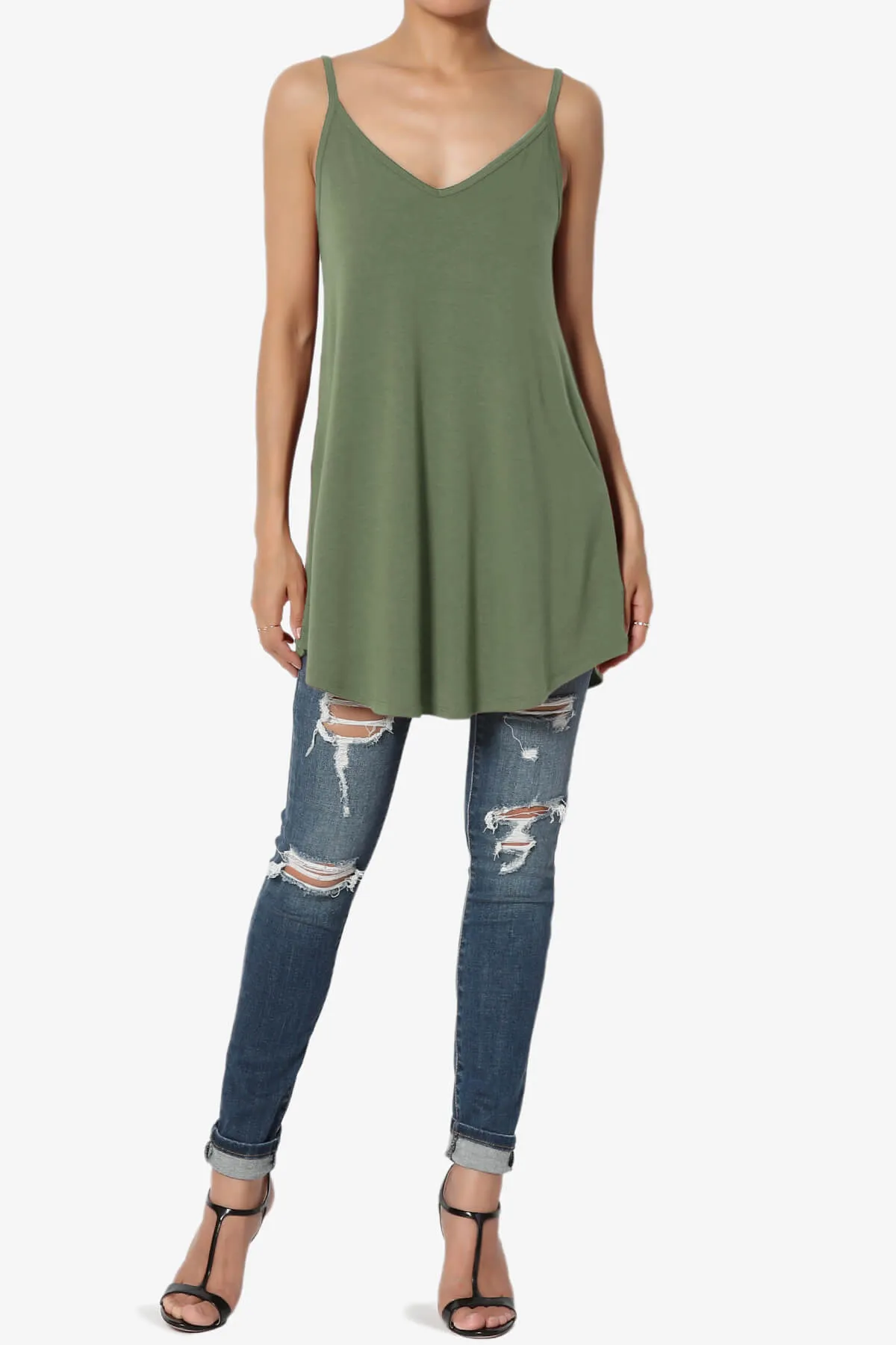 Chelsea Scoop & V Neck Flared Camisole Top PLUS