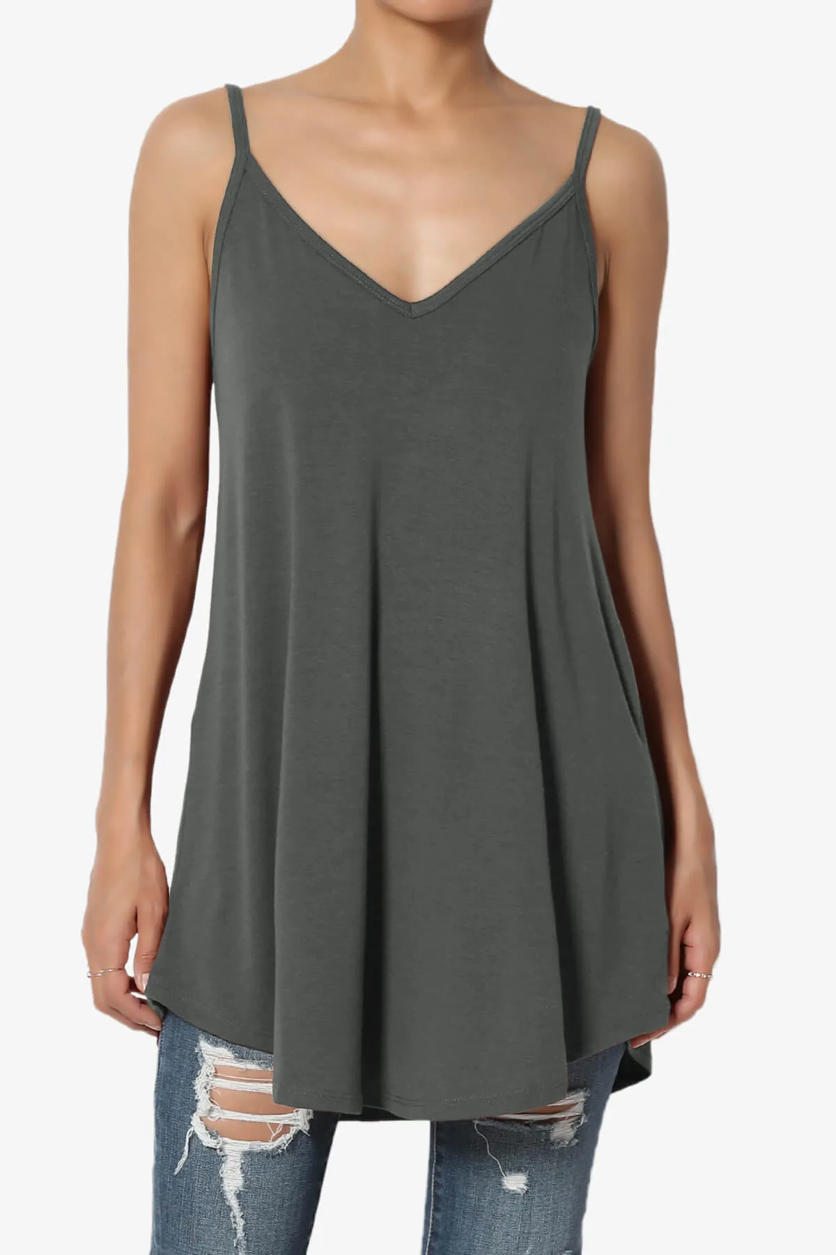 Chelsea Scoop & V Neck Flared Camisole Top PLUS