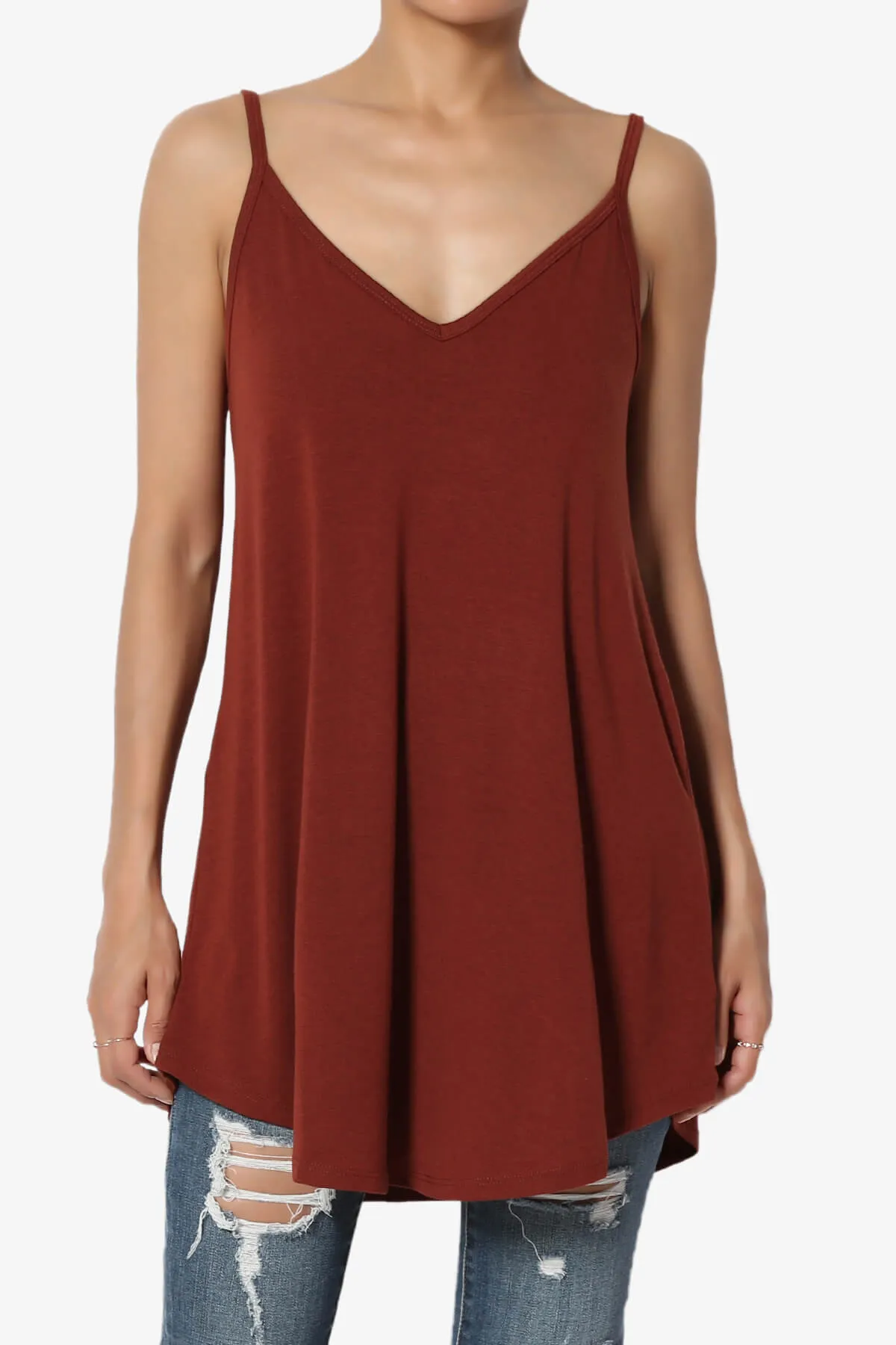 Chelsea Scoop & V Neck Flared Camisole Top PLUS