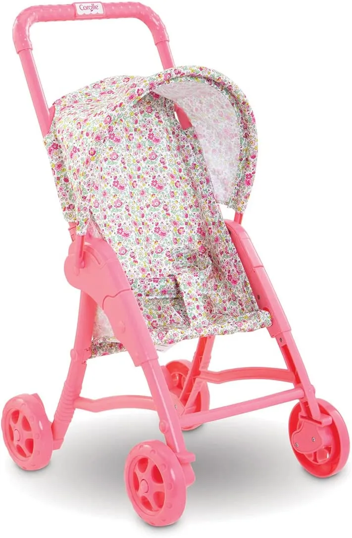 Corolle Pink Floral Baby Doll Stroller with Folding Canopy