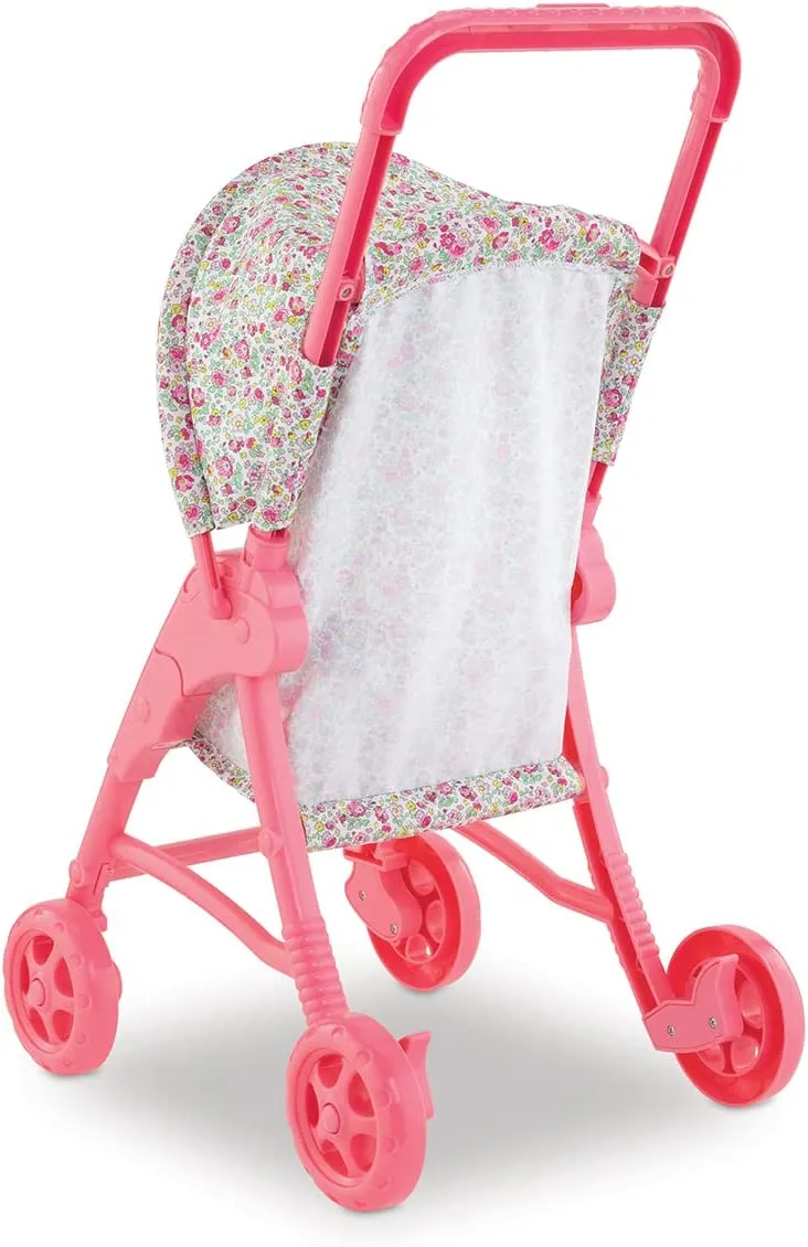 Corolle Pink Floral Baby Doll Stroller with Folding Canopy