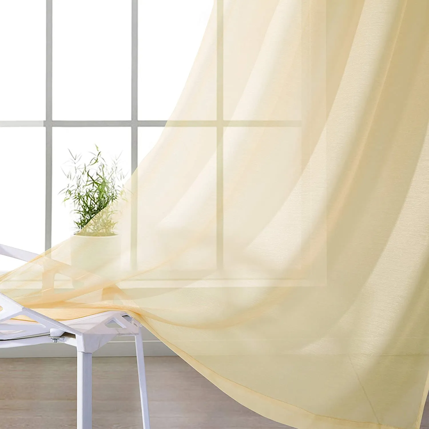 Dainty Home Malibu Solid Airy & Breathable Semi-Sheer Light Filtering Extra Wide Grommet Set Of 4 Window Panels